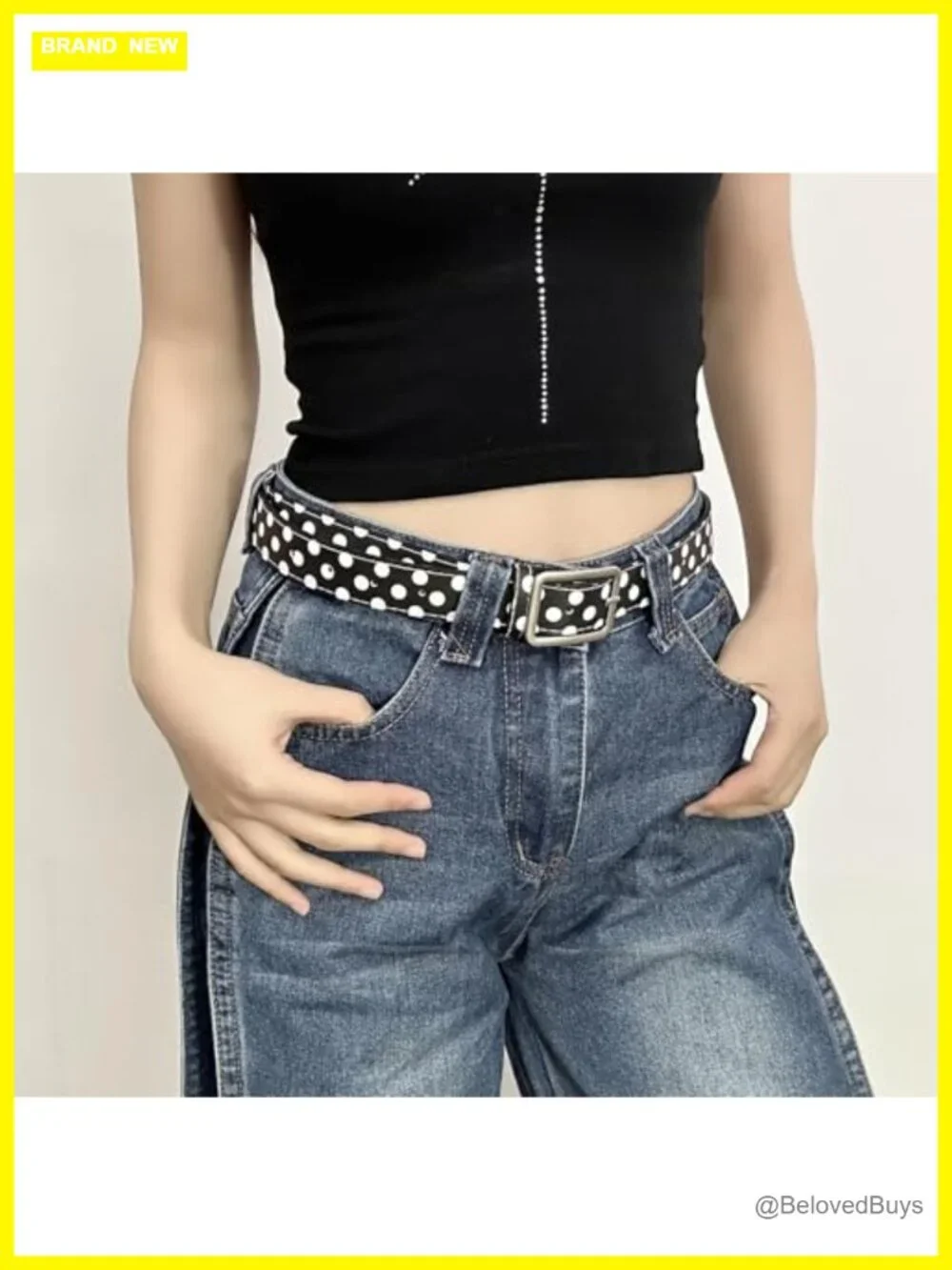 Vintage Polka Dot PU Leather Waist Belt Retro 2000s Accessory Women's